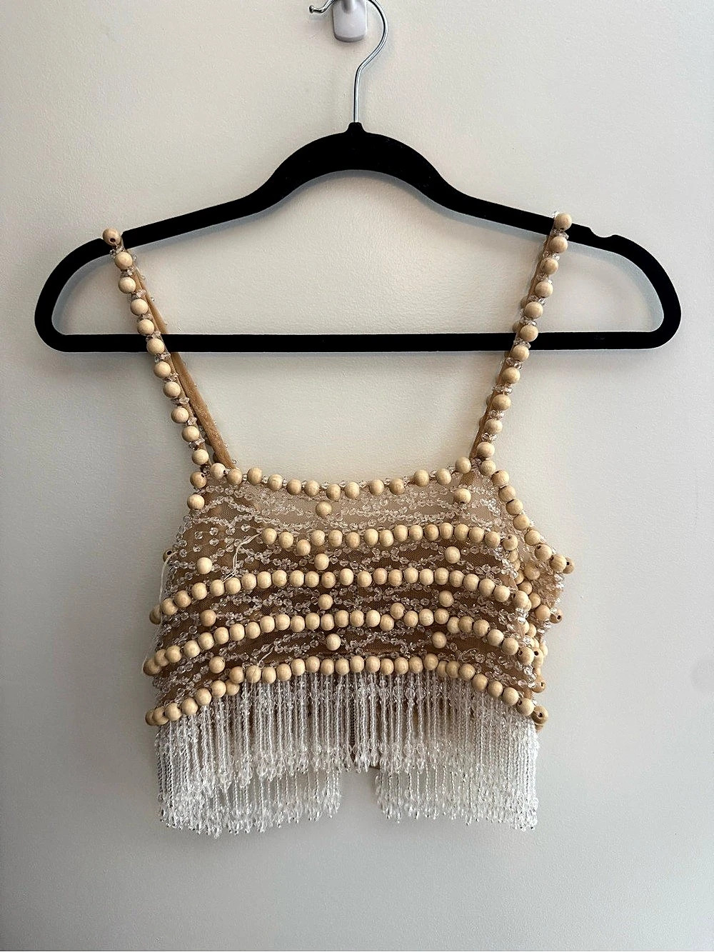 PatBO Beaded Fringe crop top